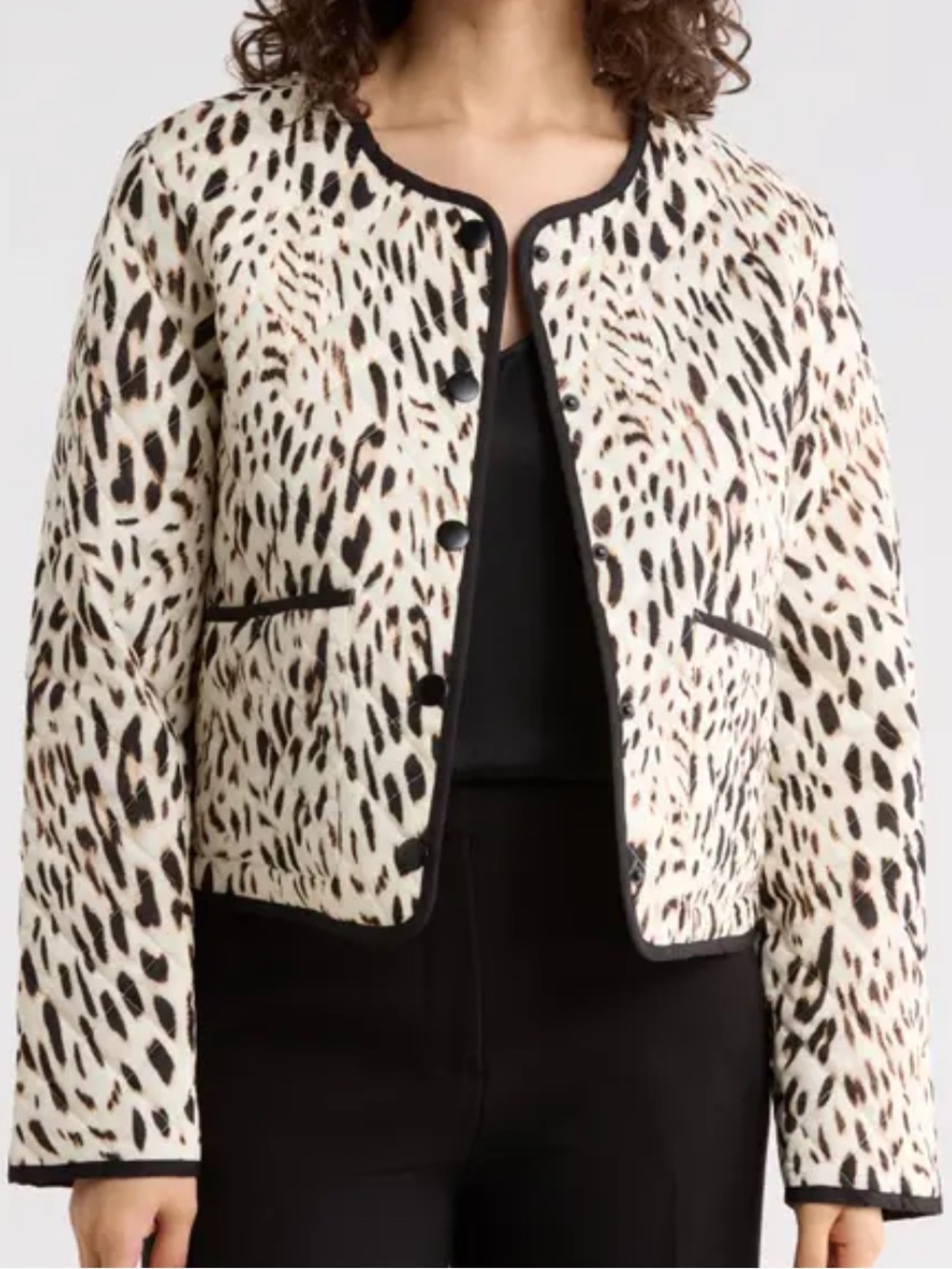 Sanctuary Cream & Black Animal Print Cropped Jacket